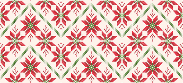 Christmas Ikat Wallpaper, Seamless Pattern Mural, Oversized Custom Size Wall Art, Non-Woven, Non-Adhesive, Modern Wall Paper, Removable