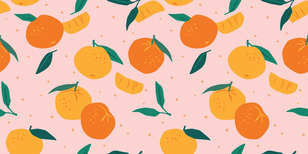 Mandarins Wallpaper, Seamless Pattern Mural, Oversized Custom Size Wall Art, Non-Woven, Non-Adhesive, Modern Wall Paper, Removable