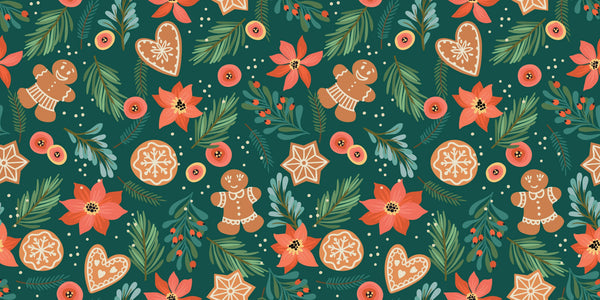 Gingerbreads Wallpaper, Seamless Pattern Mural, Oversized Custom Size Wall Art, Non-Woven, Non-Adhesive, Modern Wall Paper, Removable