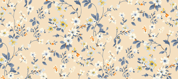Watercolor Wildflowers Wallpaper, Seamless Pattern Mural, Oversized Custom Size Wall Art, Non-Woven, Non-Adhesive, Modern Wall Paper, Removable