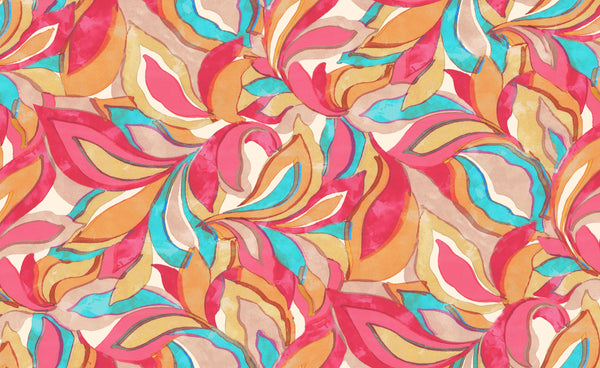 Elegant Floral Wallpaper, Seamless Pattern Mural, Oversized Custom Size Wall Art, Non-Woven, Non-Adhesive, Modern Wall Paper, Removable