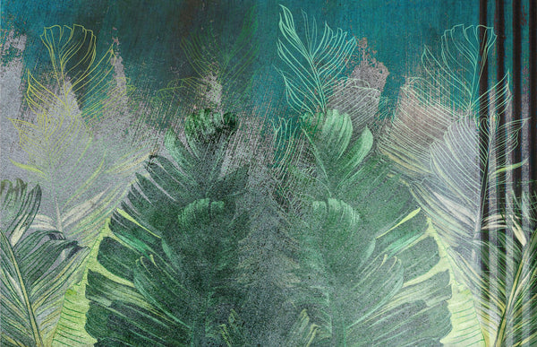 Tropical Leaves Wallpaper, Floral Background Mural, Oversized Custom Size Wall Art, Non-Woven, Non-Adhesive, Modern Wall Paper, Removable