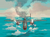 Plane in the Sky Wallpaper, Over the Sea Mural, Oversized Custom Size Wall Art, Non-Woven, Non-Adhesive, Modern Wall Paper, Removable