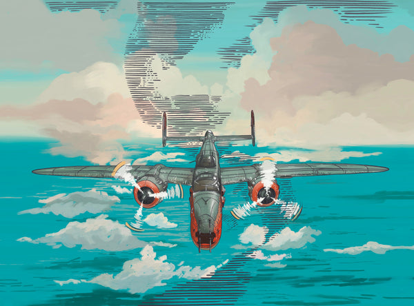 Plane in the Sky Wallpaper, Over the Sea Mural, Oversized Custom Size Wall Art, Non-Woven, Non-Adhesive, Modern Wall Paper, Removable