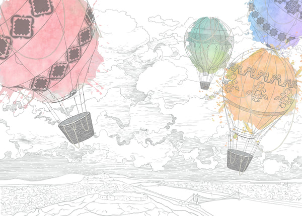 Colorful Air Balloons Wallpaper, White Background Mural, Oversized Custom Size Wall Art, Non-Woven, Non-Adhesive, Modern Wall Paper, Removable