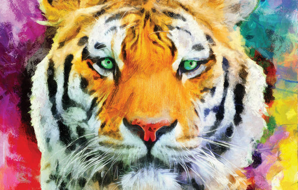 Tiger Wallpaper, Oil Painting Mural, Oversized Custom Size Wall Art, Non-Woven, Non-Adhesive, Modern Wall Paper, Removable