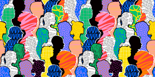 Colorful Diversed People Crowd Wallpaper, Seamless Pattern Mural, Oversized Custom Size Wall Art, Non-Woven, Non-Adhesive, Modern Wall Paper, Removable