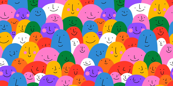Colorful Cartoon People Wallpaper, Seamless Pattern Mural, Oversized Custom Size Wall Art, Non-Woven, Non-Adhesive, Modern Wall Paper, Removable