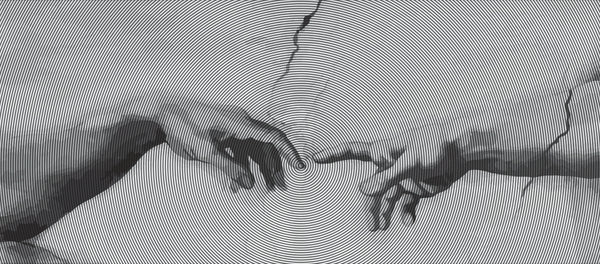 Touching Hands Wallpaper, Line Drawing Mural, Oversized Custom Size Wall Art, Non-Woven, Non-Adhesive, Modern Wall Paper, Removable