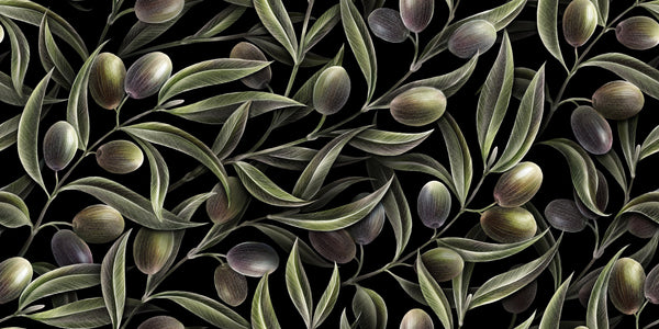 Olive Branches Wallpaper, Seamless Pattern Mural, Oversized Custom Size Wall Art, Non-Woven, Non-Adhesive, Modern Wall Paper, Removable