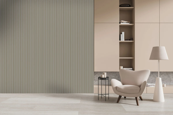Modern Warm Taupe Slatted Wall Panel , PS Wall Home Decoration Panel-Premium Quality