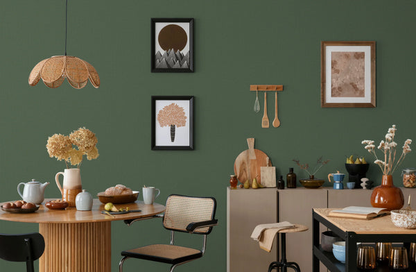 Dark Green Wallpaper, Textured Wallpaper,Natural Wallpaper, Modern & Minimalist Wall Covering,Modern Look Neutral Colors Glittering Wallcovering
