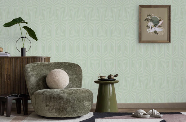 Green-toned Patterned Wallpaper, Textured Wallpaper,Natural Wallpaper, Modern & Minimalist Wall Covering,Modern Look Neutral Colors Glittering Wallcovering
