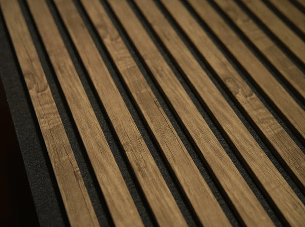 Antique Walnut Soundproof Wall Panels | Premium Acoustic Wood Slat Design