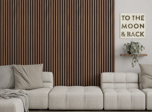 Italian Walnut Slatted Acoustic Panels | Rich Wood Finish for Modern Interiors