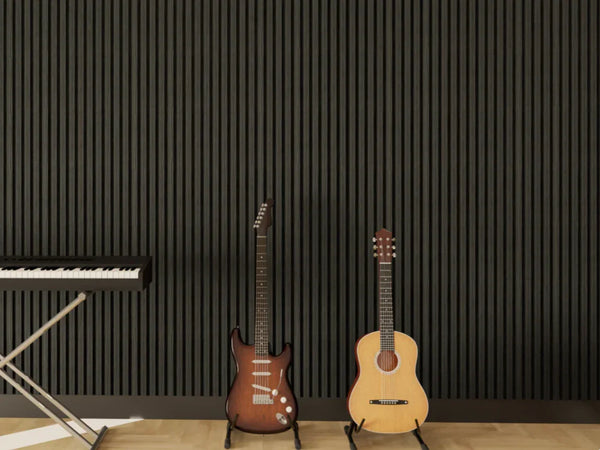 Black Oak Slatted Acoustic Panel | Dark Wood Finish for Stylish Interiors