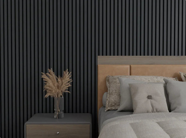 Onyx Gray Slatted Acoustic Panel | Contemporary Soundproof Wood Design