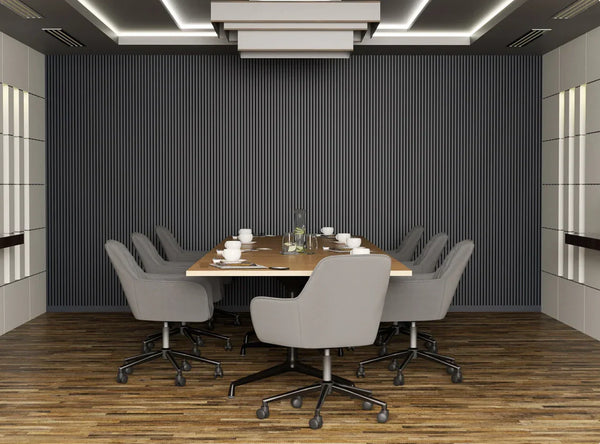 Onyx Gray Slatted Acoustic Panel | Contemporary Soundproof Wood Design