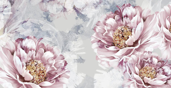 Peony Flowers Wallpaper, Pink Mural, Oversized Custom Size Wall Art, Non-Woven, Non-Adhesive, Modern Wall Paper, Removable