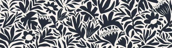 Leaf and Flower Pattern Wallpaper, Minimal Abstract Mural, Oversized Custom Size Wall Art, Non-Woven, Non-Adhesive, Modern Wall Paper, Removable
