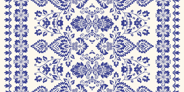 Ikat Floral Paisley Wallpaper, White Background Mural, Oversized Custom Size Wall Art, Non-Woven, Non-Adhesive, Modern Wall Paper, Removable