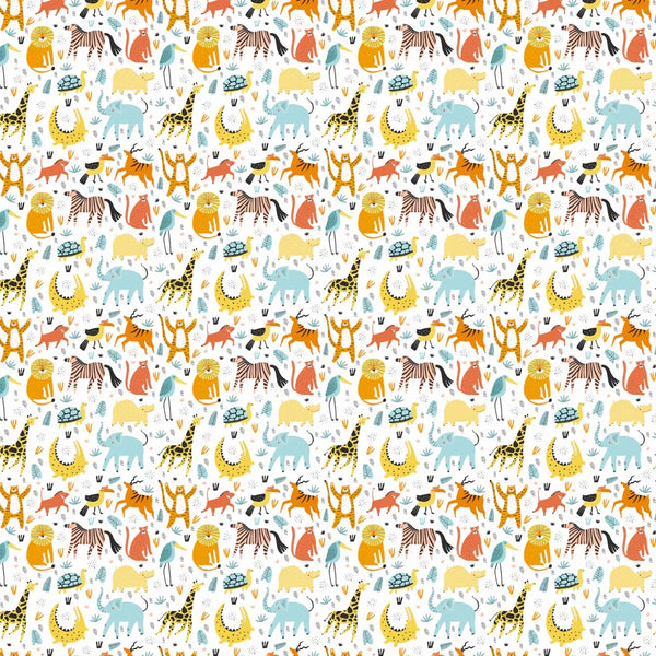 Wild African Animals Wallpaper, Seamless Pattern Mural, Oversized Custom Size Wall Art, Non-Woven, Non-Adhesive, Modern Wall Paper, Removable