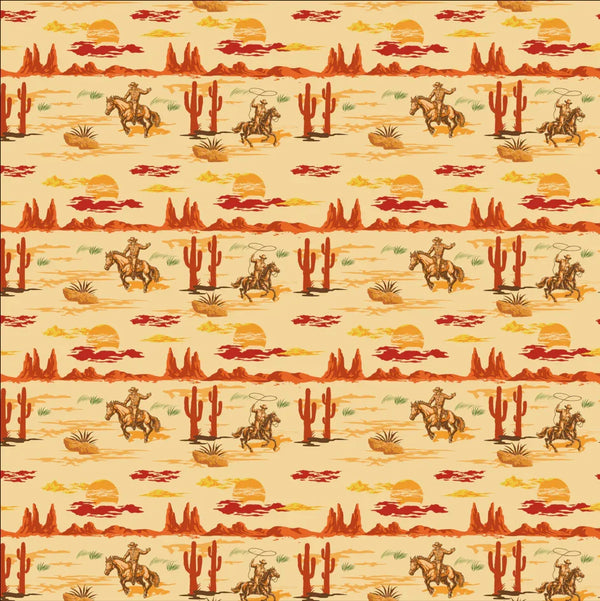 Wild West Wallpaper, Colorful Seamless Pattern Mural, Oversized Custom Size Wall Art, Non-Woven, Non-Adhesive, Modern Wall Paper, Removable