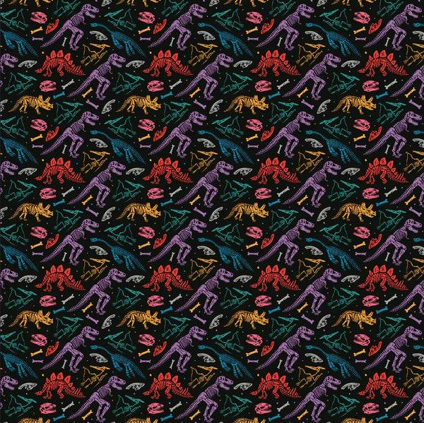 Colorful Dinosaur Skeletons Wallpaper, Seamless Pattern Mural, Oversized Custom Size Wall Art, Non-Woven, Non-Adhesive, Modern Wall Paper, Removable