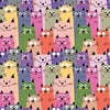 Colorful Cute Kitten Wallpaper, Seamless Pattern Mural, Oversized Custom Size Wall Art, Non-Woven, Non-Adhesive, Modern Wall Paper, Removable