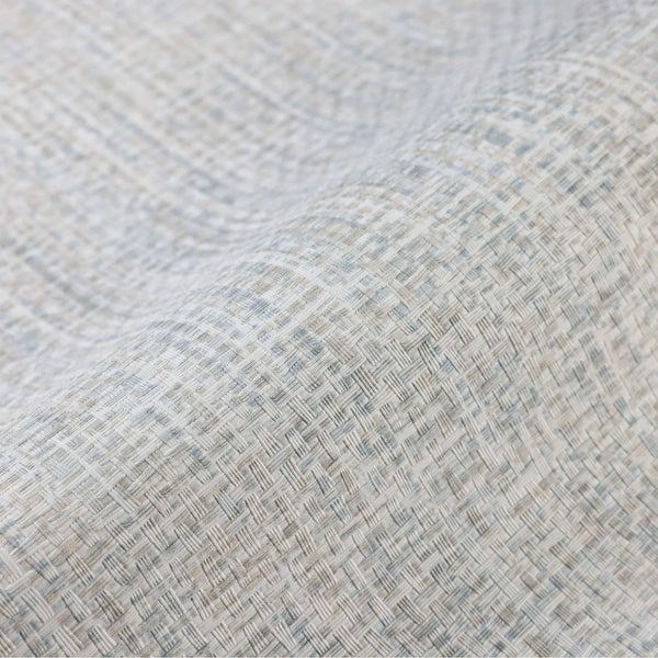 Basket Weave Woven Textile Wallpaper, Cream, Light Blue Realistic 3D Textured Fabric Linen Multi-Color Wallcovering - Walloro High End Wallcoverings & More