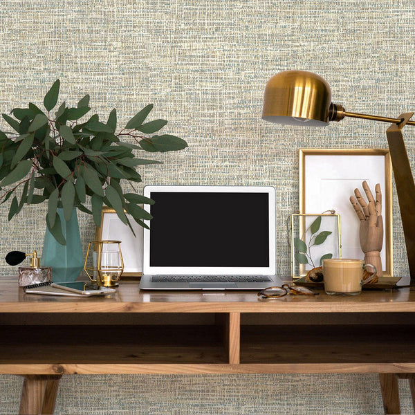 Basket Weave Woven Textile Wallpaper, Green, Blue, Red Realistic 3D Textured Fabric Linen Multi-Color Wallcovering - Walloro High End Wallcoverings & More