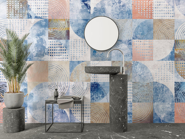 Geometric Wallpaper, Loft, Classic and Modern Style Mural, Oversized Custom Size Wall Art, Non-Woven, Non-Adhesive, Modern Wall Paper, Removable
