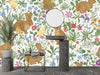 Bunnies and Chicks Wallpaper, Seamless Pattern Mural, Oversized Custom Size Wall Art, Non-Woven, Non-Adhesive, Modern Wall Paper, Removable
