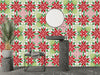 Christmas Poinsettia Wallpaper, Seamless Pattern Mural, Oversized Custom Size Wall Art, Non-Woven, Non-Adhesive, Modern Wall Paper, Removable