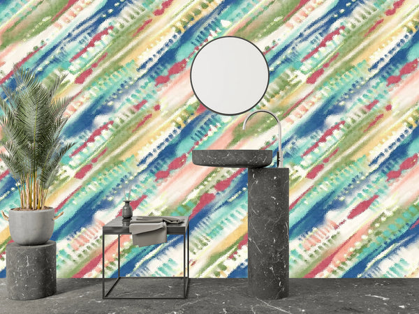 Shibori Tie Dye Wallpaper, Seamless Mural, Oversized Custom Size Wall Art, Non-Woven, Non-Adhesive, Modern Wall Paper, Removable