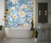 Watercolor Wildflowers Wallpaper, Seamless Pattern Mural, Oversized Custom Size Wall Art, Non-Woven, Non-Adhesive, Modern Wall Paper, Removable