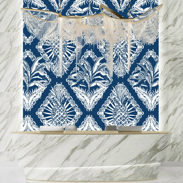 Retro Tropical Style Wallpaper, Seamless Pattern Mural, Oversized Custom Size Wall Art, Non-Woven, Non-Adhesive, Modern Wall Paper, Removable