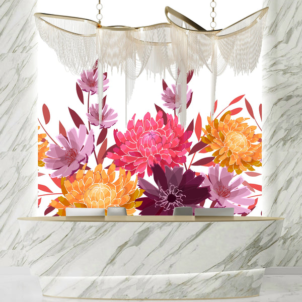 Art Floral Wallpaper, Seamless Pattern Mural, Oversized Custom Size Wall Art, Non-Woven, Non-Adhesive, Modern Wall Paper, Removable