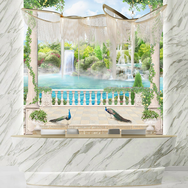 Realistic Waterfall Wallpaper, Architecture Mural, Oversized Custom Size Wall Art, Non-Woven, Non-Adhesive, Modern Wall Paper, Removable