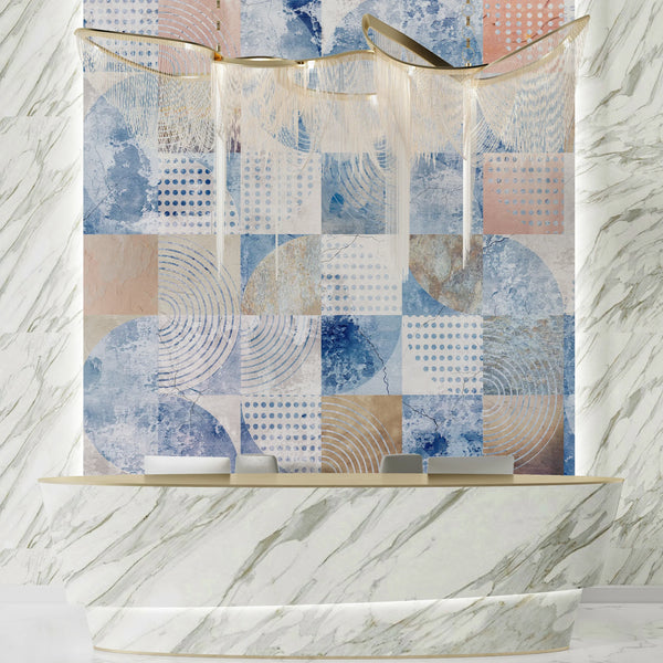 Geometric Wallpaper, Loft, Classic and Modern Style Mural, Oversized Custom Size Wall Art, Non-Woven, Non-Adhesive, Modern Wall Paper, Removable