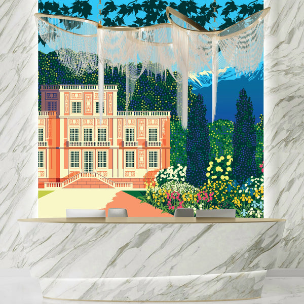 Manor House Wallpaper, Summer Day Mural, Oversized Custom Size Wall Art, Non-Woven, Non-Adhesive, Modern Wall Paper, Removable