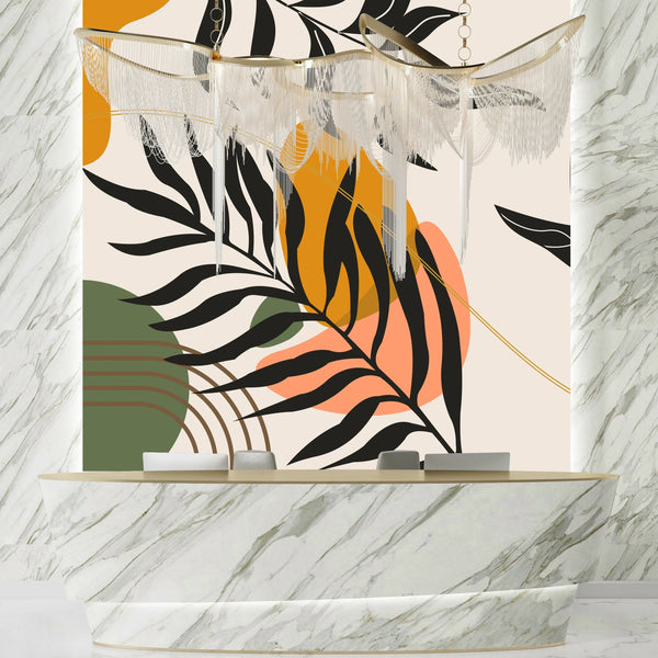 Natural Plants Wallpaper, Aesthetic Mural, Oversized Custom Size Wall Art, Non-Woven, Non-Adhesive, Modern Wall Paper, Removable