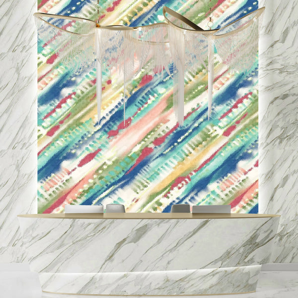Shibori Tie Dye Wallpaper, Seamless Mural, Oversized Custom Size Wall Art, Non-Woven, Non-Adhesive, Modern Wall Paper, Removable
