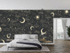 Celestial Pattern Wallpaper, Black Background Mural, Oversized Custom Size Wall Art, Non-Woven, Non-Adhesive, Modern Wall Paper, Removable