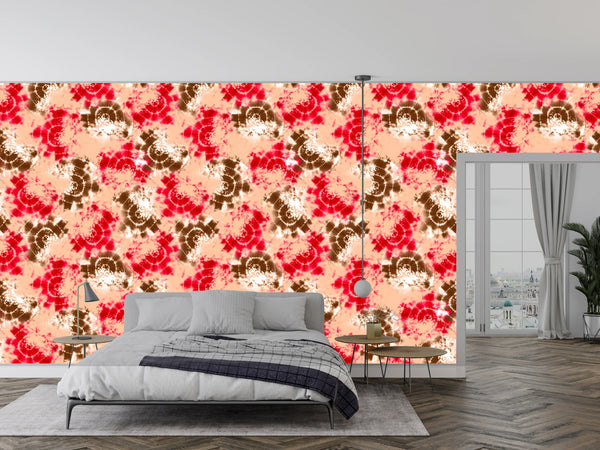 Abstract Allover Tie Die Wallpaper, Shibori Mural, Oversized Custom Size Wall Art, Non-Woven, Non-Adhesive, Modern Wall Paper, Removable