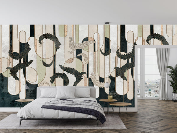 Classic Baroque Wallpaper, Geometric Mural, Oversized Custom Size Wall Art, Non-Woven, Non-Adhesive, Modern Wall Paper, Removable