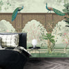 Traditional Mughal Garden Wallpaper, Peacock, Brown Arch Mural, Oversized Custom Size Wall Art, Non-Woven, Non-Adhesive, Modern Wall Paper, Removable