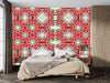 Christmas Poinsettia Retro Wallpaper, Seamless Pattern Mural, Oversized Custom Size Wall Art, Non-Woven, Non-Adhesive, Modern Wall Paper, Removable
