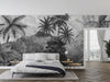 Black and White Jungle Wallpaper, Exotic Trees Mural, Oversized Custom Size Wall Art, Non-Woven, Non-Adhesive, Modern Wall Paper, Removable