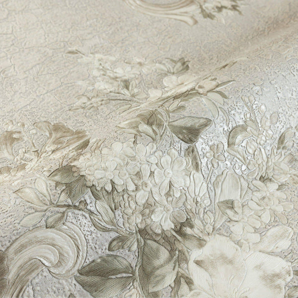 Botanical Flowered Embossed Wallpaper, Home Wall Decor, Aesthetic Wallpaper, Textured Wallcovering Non-Adhesive- 41.7”W X 393”H - Walloro High End Wallcoverings & More